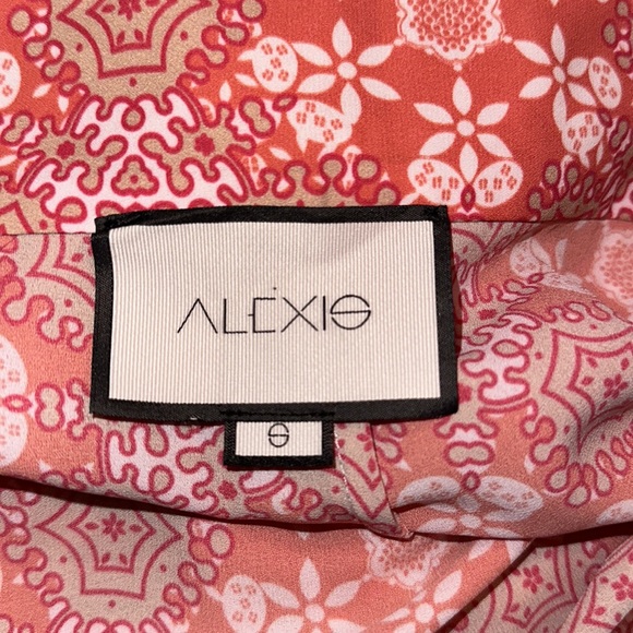 ALEXIS pink orange geo print skirt cape to Derby romper S - Picture 6 of 6